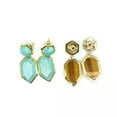 thumbnail image 3 of HOOUN 5 Pairs Lots Luxury Natural Mix Quartz Stone Gems Stud Earrings Plated 24K gold-green aventurine, 3 of 9