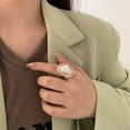 thumbnail image 3 of FENOHREFE Delicate Irregular Pearls Rings Adjustable Rings Metal Jewelry Comfortable Rings Alloy Texture Present for Women and Gir, 3 of 8