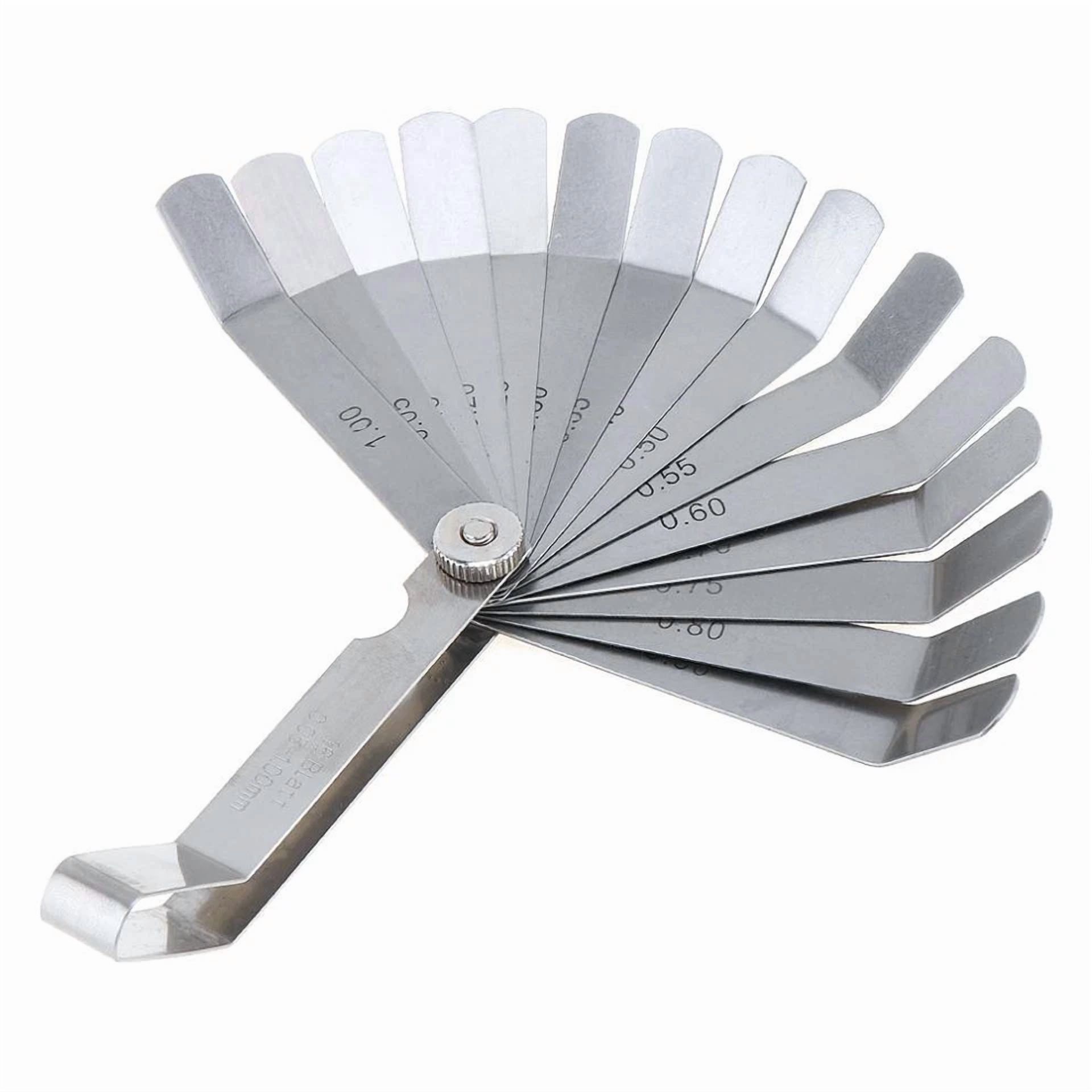 Zyler - 0.05-1Mm Thickness Curved Steel Gapped Metric Filler Feeler Gauge 16Pcs Blades