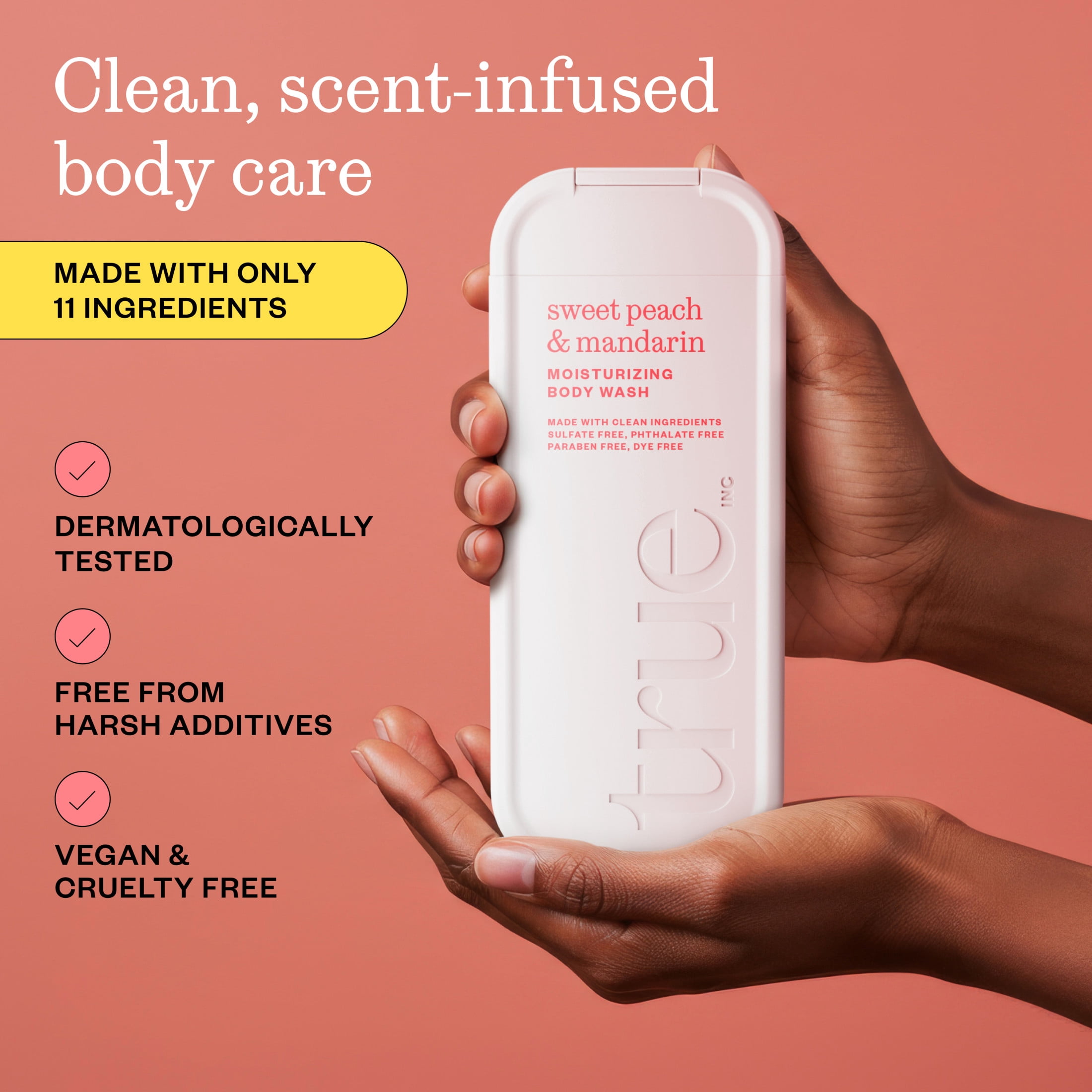 True Sweet Peach & Mandarin Body Wash, Sulfate-Free, Moisturizing and Hydrating Formula for Women & Men, 18 fl oz