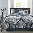 thumbnail image 7 of 7-Piece Luxury Comforter Set in Damask Indigo, Queen, 7 of 7