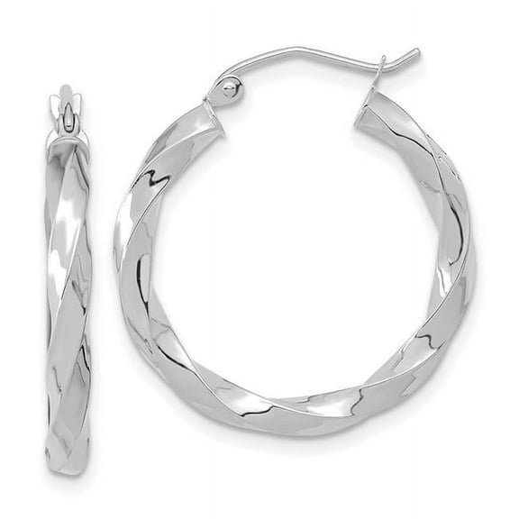 Primal Gold 10 Karat White Gold 3mm Twisted Hoop Earrings