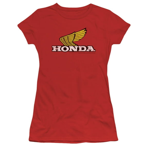 Honda Yellow Wing Logo S/S Junior Women's T-Shirt Sheer Red