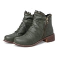 thumbnail image 4 of UngA Wide Calf Western Boots Woman Women's Cowboy Boots Mid Calf Cowgirl Embroidered Western Pointed Toe Chunky Heel Pull On Knee High Boots Green,5.5, 4 of 5