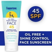 Coppertone Oil Free + Shine Control Sunscreen Face Lotion SPF 45, 2.5 fl oz Tube