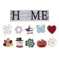 thumbnail image 1 of Letrero de bienvenida de madera para decoración de casa de campo, decoración de pared, 10 iconos intercambiables, letras decorativas, manualidades, 1 of 14