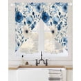 thumbnail image 2 of Blue Flower Swag Valances for Windows, Spring Cottagecore Blooms Botanica Floral Rod Pocket Sheer Valances for Large Windows, Swag Toppers Light Filtering for Kitchen Living Room 2 Panels 36''x63'', 2 of 3