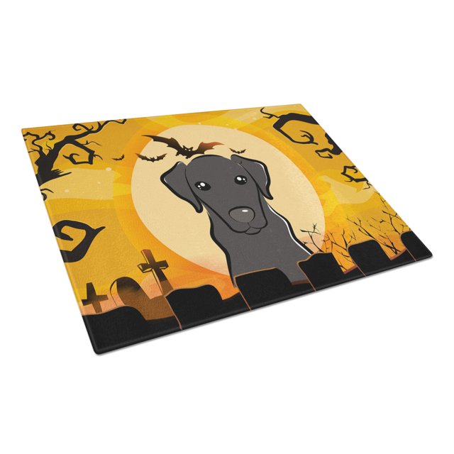 Tabla de cortar de vidrio Caroline's Treasures BB1793LCB labrador negro para Halloween grande multicolor