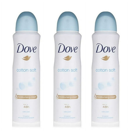 3 Pack Dove Cotton Soft Antiperspirant Deodorant Spray, 150ml Each
