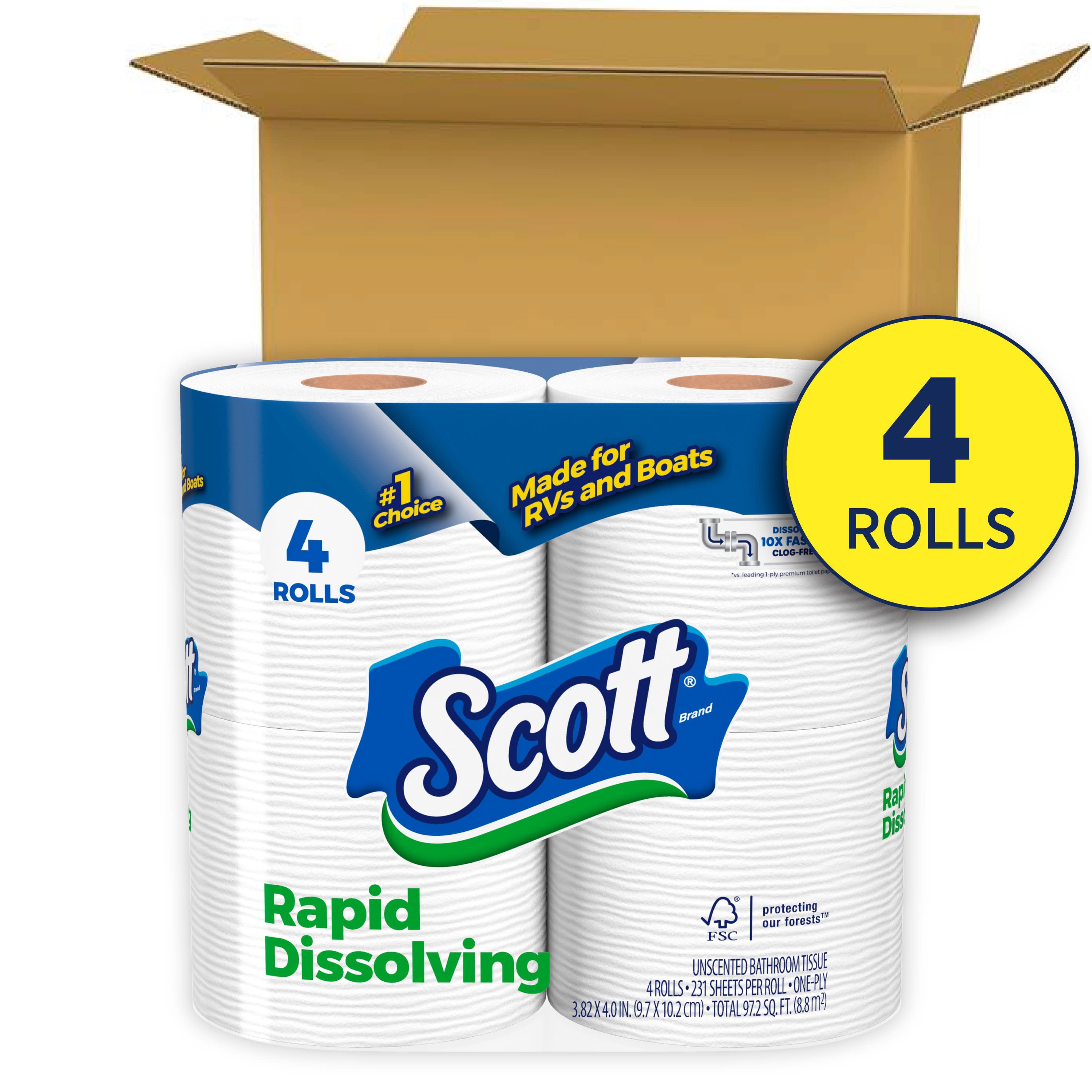 Scott Rapid-Dissolving Toilet Paper for RVs & Boats, 4 Double Rolls - image 3 of 11