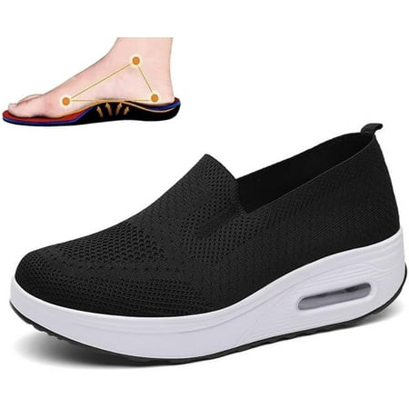 Orthopedic Walking Shoes for Women  Non-Slip Air Cushion Lightweight Comfort Breathable Platform Mesh Slip On Sneakers