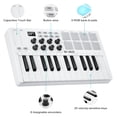 thumbnail image 4 of 25 Key USB MIDI Keyboard Controller With 8 Backlit Drum Pads, Bluetooth Semi Weighted Professional dynamic keybed 8 Knobs and Music Production,Software Included (White), 4 of 6