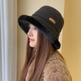 thumbnail image 4 of Naierhg Unisex Winter Hat Flat Top Thickened Plush Windproof Warm Soft Anti slip Round Ear Sunshade Bucket Cap Outdoor Basin Cap for Winter Black, 4 of 7
