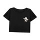 thumbnail image 3 of Top corto de verano para mujer, ropa de calle suave y sencilla, camisa con cuello redondo para caminar M, 3 of 7