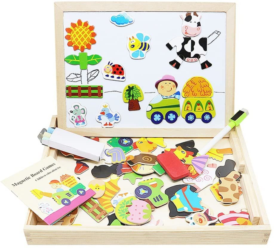 Magnetic Puzzle Drawing Board Wooden Jigsaw  Game Educational Toys Boy And Girl 