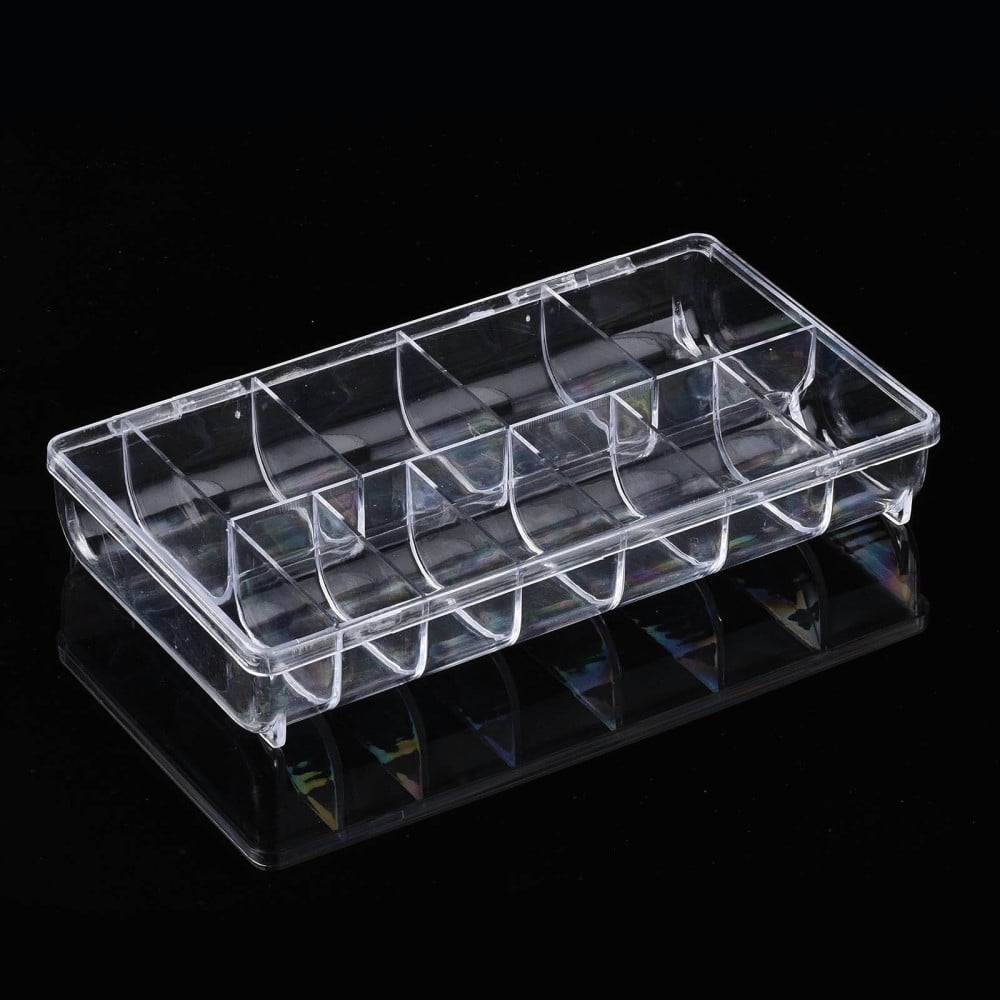 Polystyrene Bead Storage Containers with Cover and 11 Grids for Jewelry Beads Small Accessories Rectangle Clear 2.02x11.9x3.3cm
