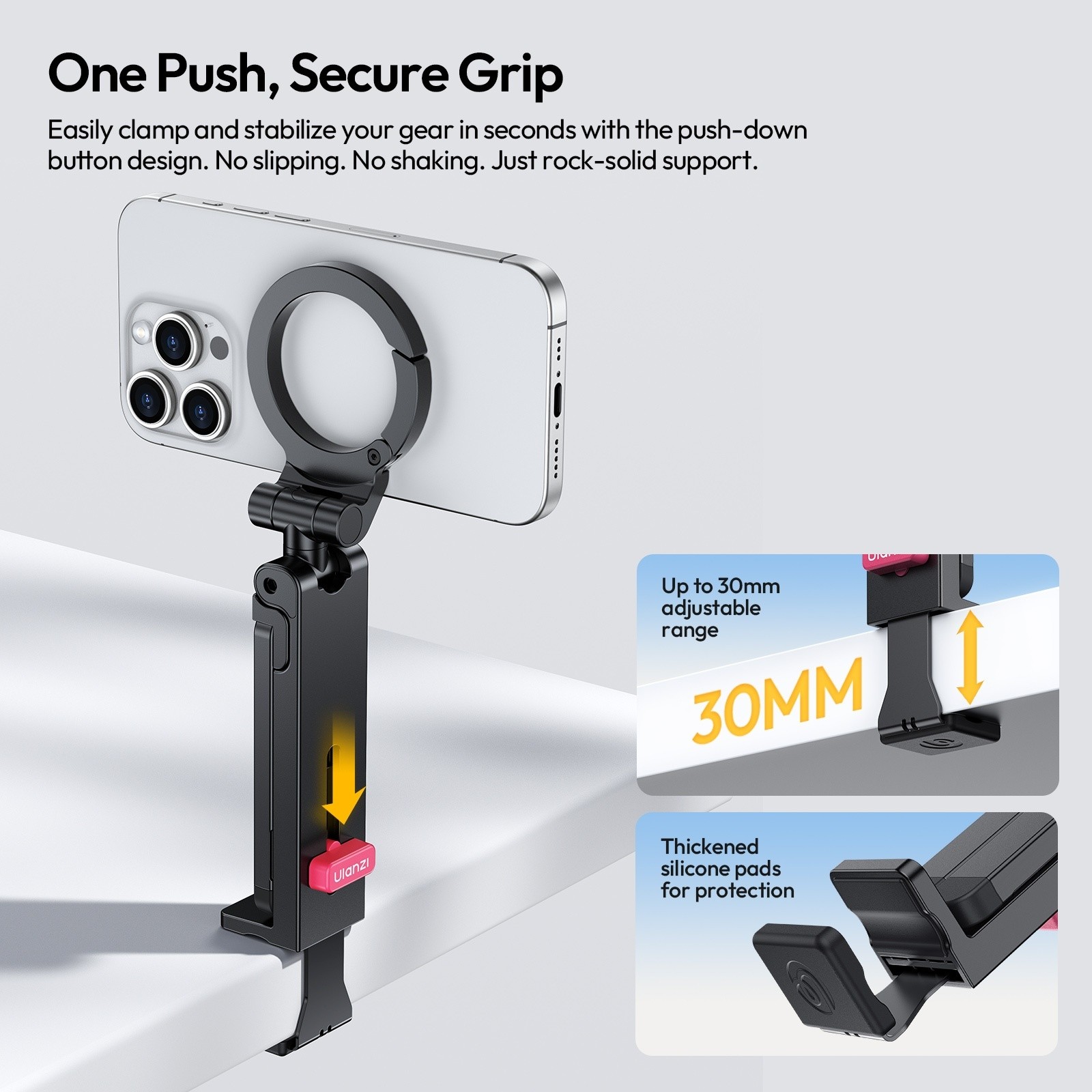 Ulanzi MA88 MagLock Magnetic Phone Tripod – 360° Rotating Foldable Stand with Strong Magnetic Mount & Mantis Mode, Portable Selfie Stick for iPhone, Samsung, Vlogging & Travel