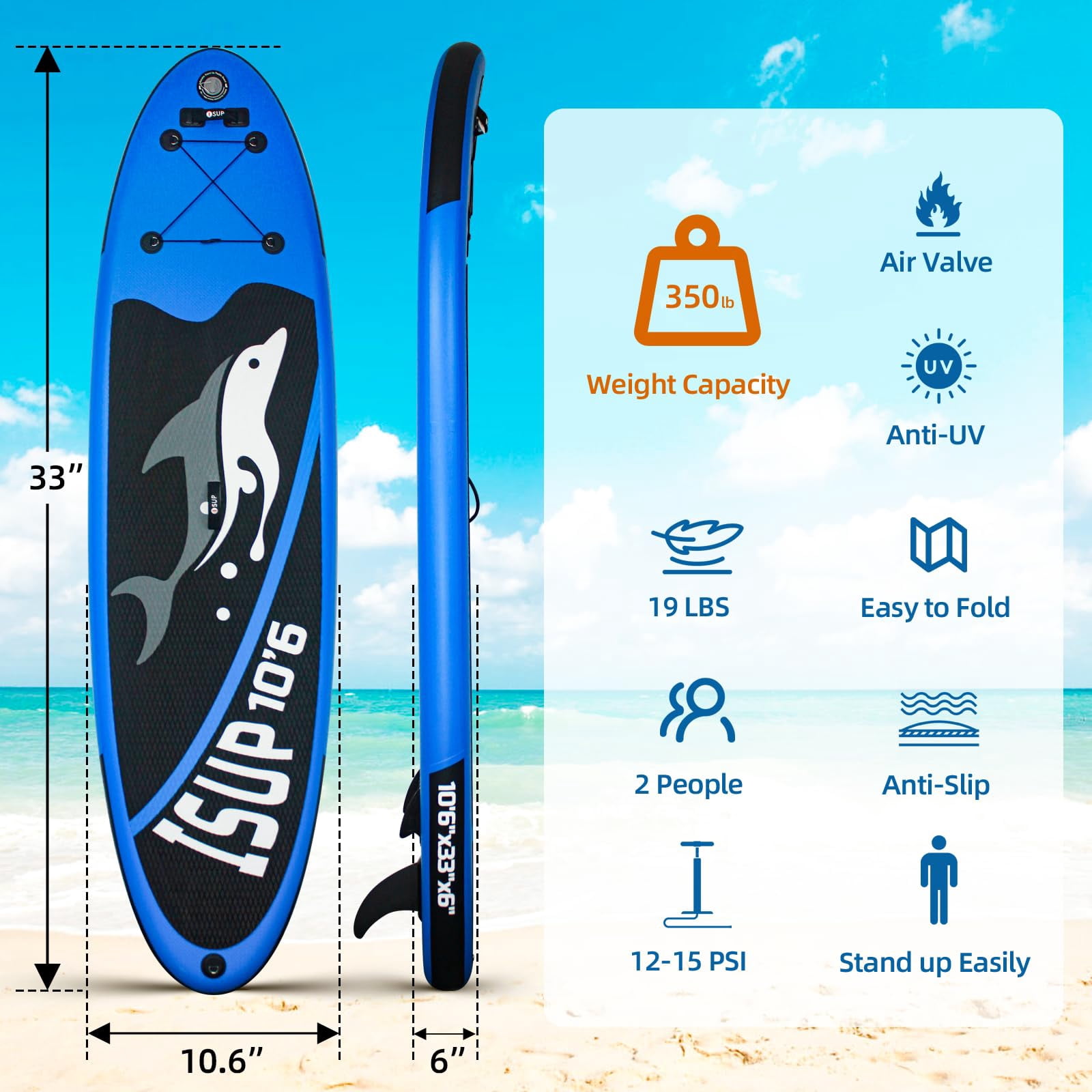 Inflatable Stand Up Paddle Boards, with SUP Paddle Board Accessories, Wide Stable Design, Non-Slip Comfort Deck for Youth & Adults
