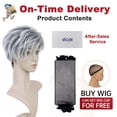 thumbnail image 3 of DOPI Real Remy Human Hair Bob Hair Gray Wig Toupee Hairpiece Top Wig For Women Synthetic Hair, 3 of 8