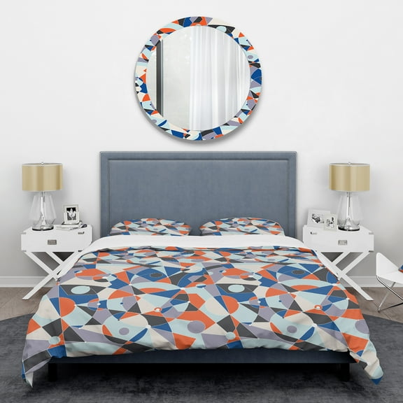 Designart 'Retro Geometric Grid IV' Mid-Century Modern Duvet Cover Set