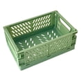thumbnail image 1 of Mini Foldable Plastic Basket, Small Collapsible Storage Crate Flexible To Use  for Bedroom for Bathroom Green, 1 of 8