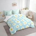 thumbnail image 3 of jejeloiu Kawaii Daisy Blossom 7pcs Bedding Comforter Set,Cartoon Flower Florak Queen Bedding Sets,White Blue Queen Sheet Sets For Kids,Ultra Soft Home Decor Reversible, 3 of 8