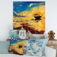 thumbnail image 2 of Designart ' Abstract Boat At The Ocean Horizon During Sunset ' Nautical & Coastal Canvas Wall Art Print, 2 of 4