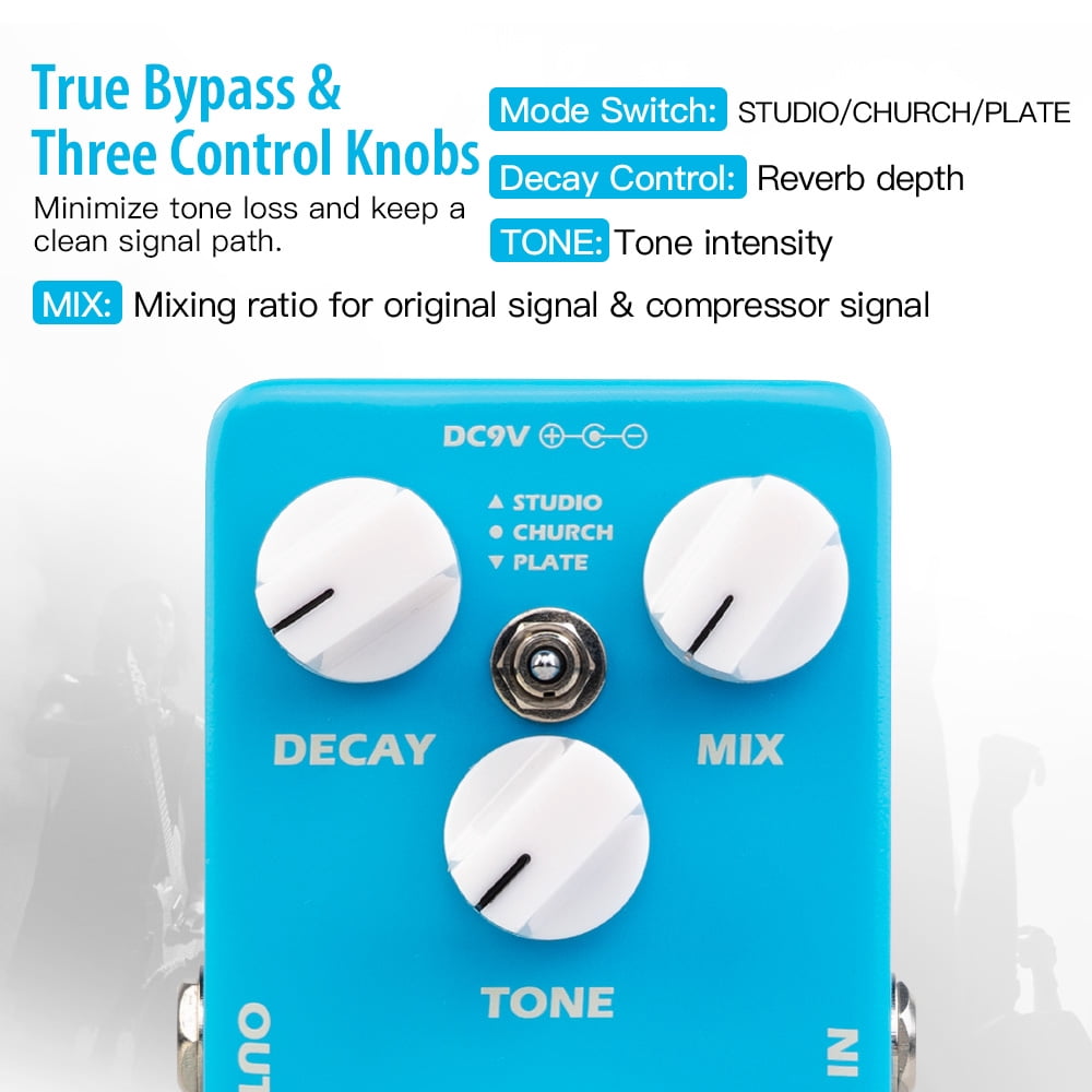 JOYO JF-20 MOIST Aluminum Alloy Digital Reverb Guitar Effect Pedal, 3 Reverb Modes with True Bypass for Electric Guitar