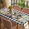 thumbnail image 3 of Easter Gnomes Table Cloths for 6 Foot Rectangle Tables, Eggs Rabbit Ears Spring Daisy Buffalo Plaid Patio Waterproof Elastic Fitted Tablecloths, Washable Rectangular Table Cover for Camping, 3 of 8