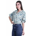 thumbnail image 3 of Moomaya Printed Womens Wrap Blouse Moss Georgette Elastic Waist Summer&nbsp;Crop Top, 3 of 5
