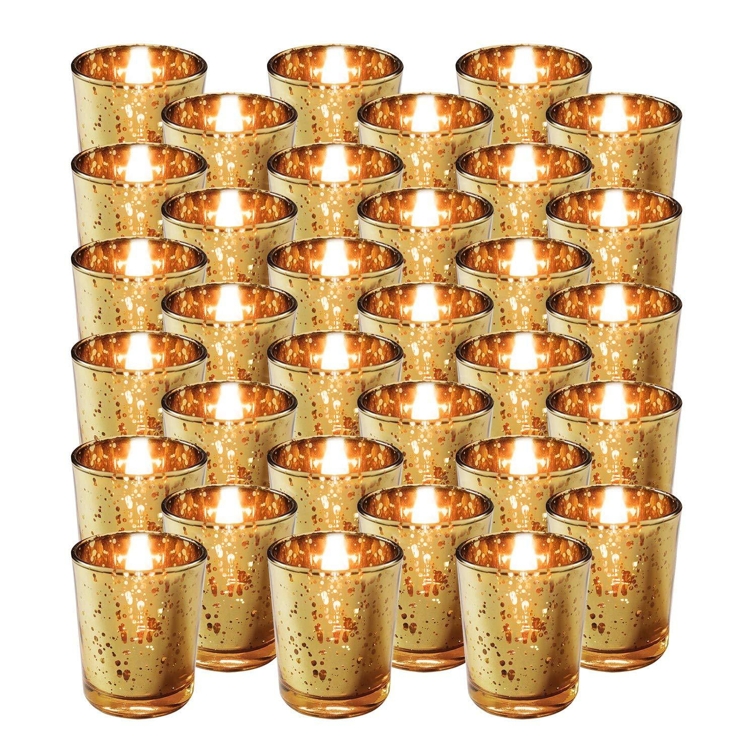 Set of 6 Mercury Glass Silver Tea Light Holder Candle Votive Wedding Decoration 