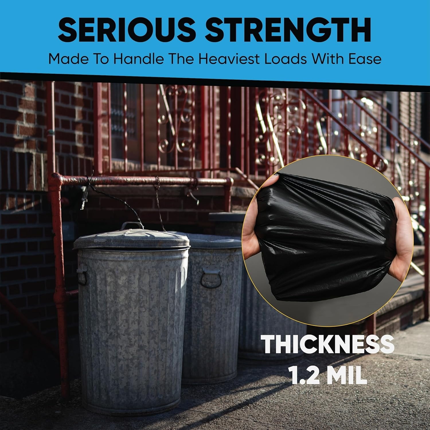 95-96 Gallon Trash Bags Heavy Duty | 50 Count | Extra Large 95-96 Gallon Trash Can Liners | 90-100 Gal for Outdoor, Commercial, and Home Use