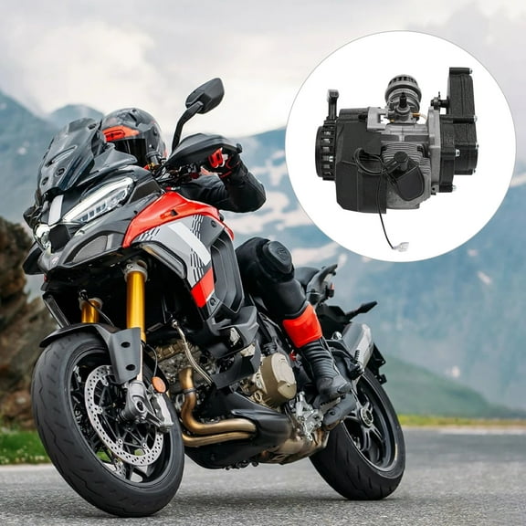 49.85cc Motor Engine Kit with Gear Arm Air Cooled Single Cylinder Racing Engine Gear Box Chain Kit 1.9kw/7000rpm Bicycle Motor Engine Kit for Pocket Bike Mini Dirt Bike Beach Bike Atv or Scooter