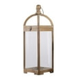 thumbnail image 2 of Benzara Metal Frame Bellied Lantern with Wooden Lattice Design, Small, Black, 2 of 6
