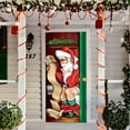thumbnail image 5 of 35x79 Inch Elastic Santa Door Cover, Stretchable Fabric Christmas Front Door Mural Wrap, Washable Winter Holiday Entryway Banner, Indoor Outdoor Party Decoration, Red, 5 of 5