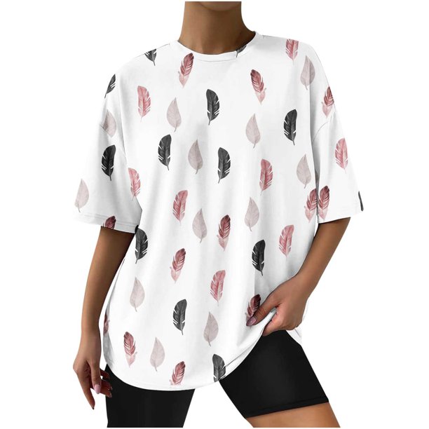 Blusa de manga corta con estampado de cuello redondo informal para mujer a la moda, Tops de verano OAVQHLG3B Store lin121212
