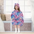 thumbnail image 7 of FORMRS Wearable Blanket Hoodie with Sleeves for Kids Cozy Flannel Sweatshirt, Watercolor Blue Marble Pattern, 7 of 7