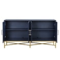 thumbnail image 4 of 62.2" Four-Door Sideboard, Distinctive Sideboard Cabinet with Metal and Cross-Leg Design, Modern Buffet Cabinet Suitable for Living Rooms, Entrance & Study, Navy Blue, 4 of 9