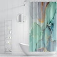 thumbnail image 5 of Abstract Marble Shower Curtain, Blue Green Jade Texture Gold Stripes Ombre Watercolor Paint Bath Curtain, Modern Ink Art Decor, 72x72, 5 of 7