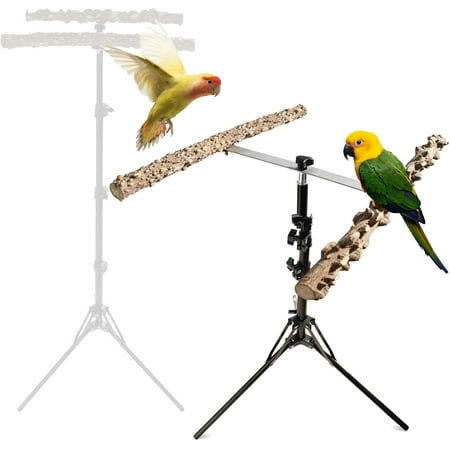 YW 16-63 Inch Height Adjustable Bird Perch Stand, Natural Pepper Wood Parrot Perch Toy, Bird Training Perch Stand, Indoor and Outdoor Bird Stands for Small to Medium Bird-0810