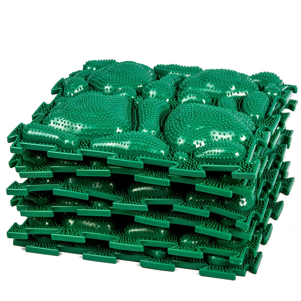 Ortodon Moss Module Sensory Mat with Squeakers 6 Pieces Orthopedic Puzzle Mats for Foot Massage Game Mat Massage Sensory Mat Puzzle Floor Mat, Green