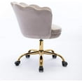 thumbnail image 4 of Velvet Swivel Shell Chair Leisure Velvet Accent Chair with Golden feet Base Ergonomic Computer Desk Chair Task Chair Wheels Adjustable Swivel, Gray, 4 of 7