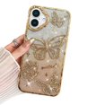 thumbnail image 1 of Compatible con iPhone 16, linda funda 3D de mariposa con purpurina brillante, carcasa de lujo para mujeres y niñas, protección para cámara, parachoques de 6.1 pulgadas, color rosa., 1 of 6
