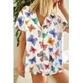 thumbnail image 3 of Women's Multicolour Butterfly Pattern Short Sleeve Pajamas Set, 3 of 12