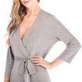 thumbnail image 4 of Women Kimono Robes Lightweigh Sleepdress Cotton Robes, 3/4 Sleeves Knit Bathrobe Lightweight Soft V-neck Ladies Loungewear, 4 of 7