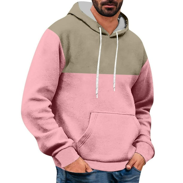 WILLBEST Sudaderas De Hombre Men'S Versatile Simp Le Colorblocking Casual Sport Drawstring Hooded Sweatshirt Mediana