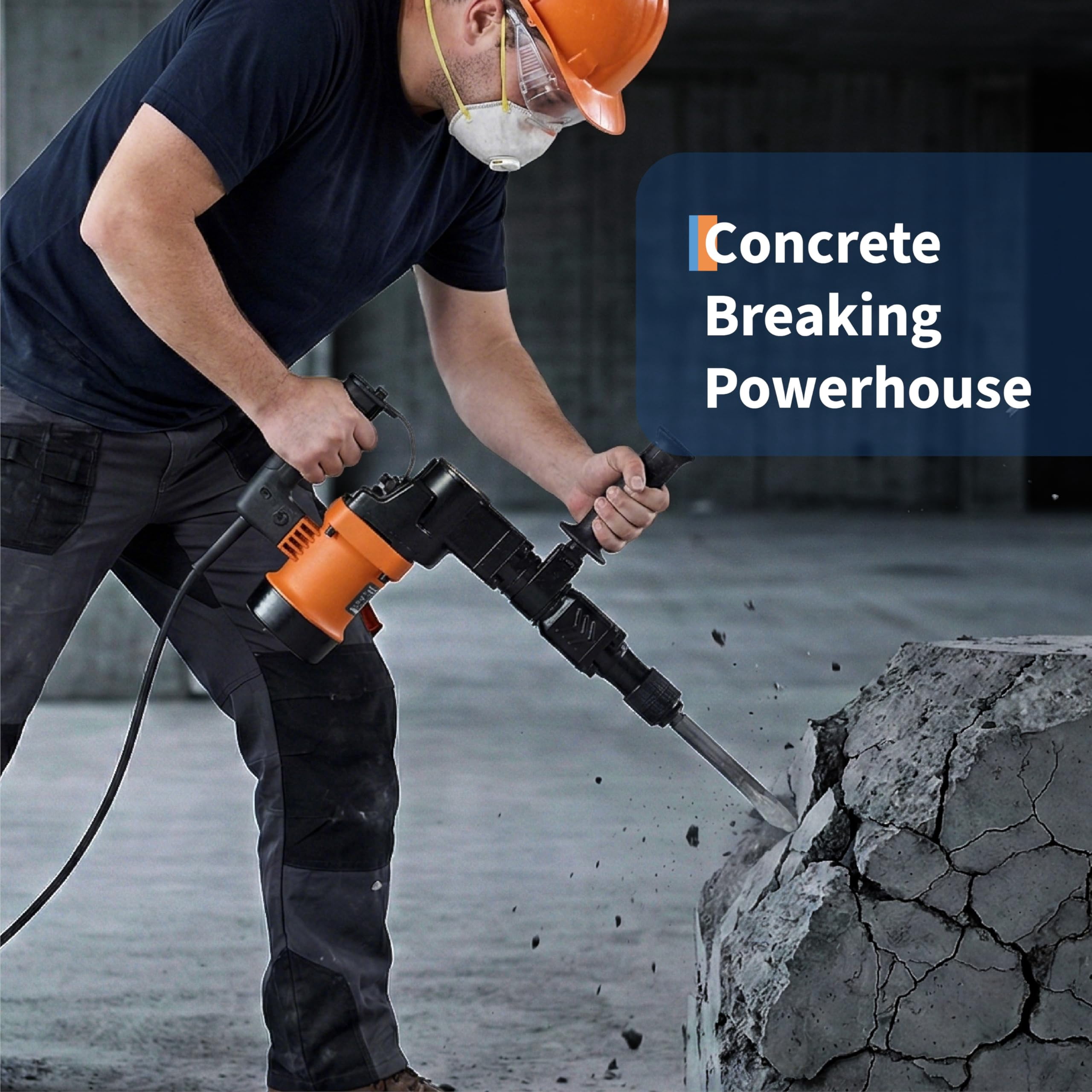 Demolition Jack-Hammer,1400W Electric Jackhammer Heavy Duty with 2 Bits 360 Degree Swiveling Handle Carrying Case Gloves for Trenching and Breaking Holes