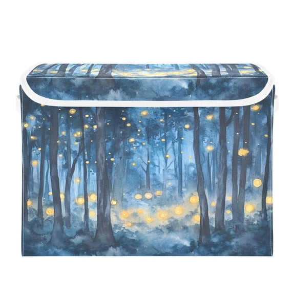 Storage Box With Lid 16.5x12.6x11.8In Foldable Stacked Household Storage Box Lovely Firefly Forest