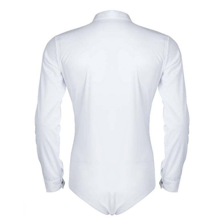Inhzoy Justaucorps Homme Strass Danse Latine - Body Manches Longues Tango Samba S-XXL