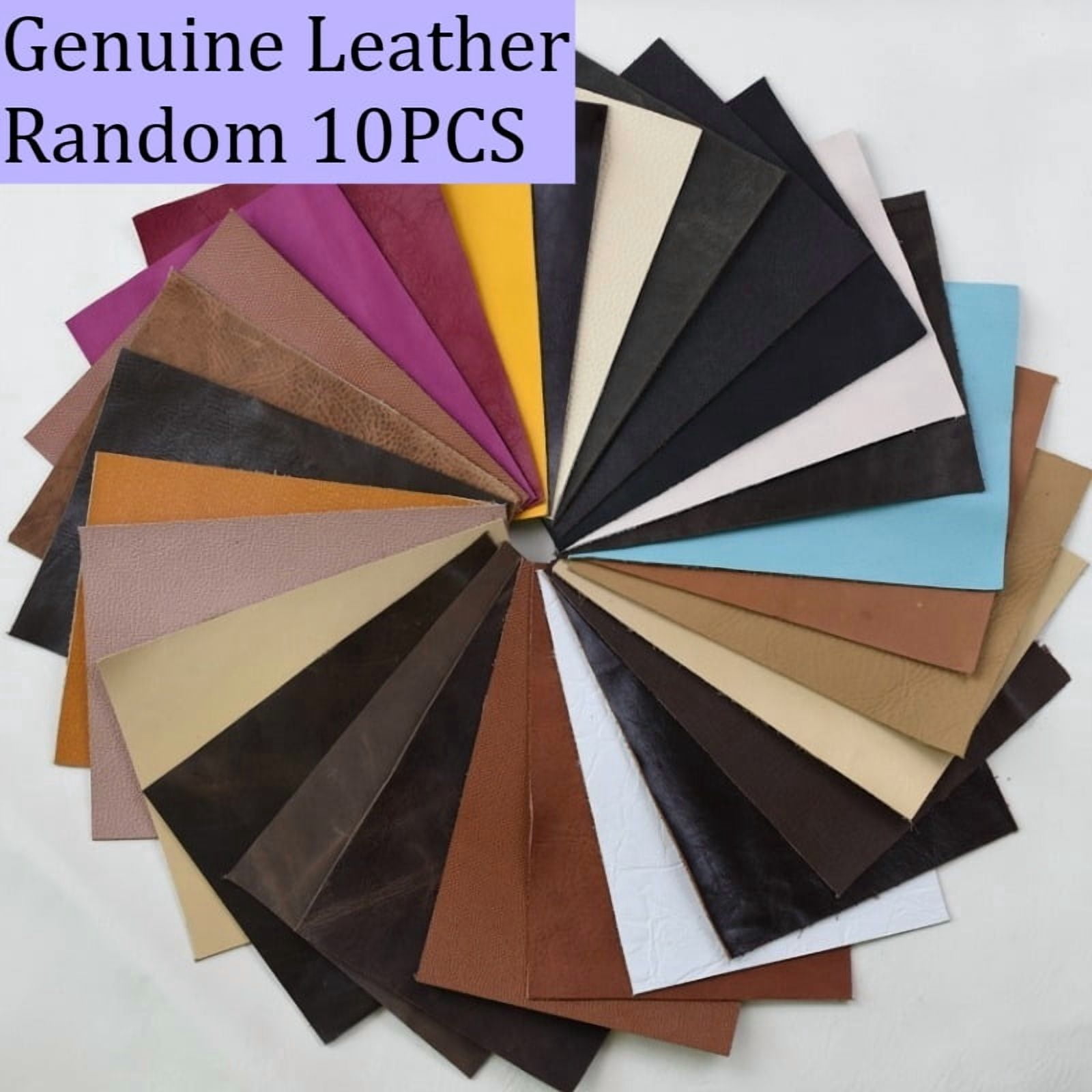 10Pcs Premium Genuine Cowhide Leather Sheets, 11.81x7.87 Inches Rectangular Leather Samples, Random Colors for DIY Leather Crafts & Handicraft Projects